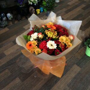 Autumnal colours hand tied bouquet