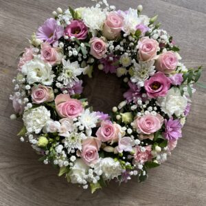 Pink and white/cream wreath