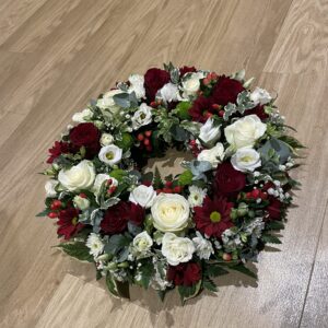 Red and white wreath