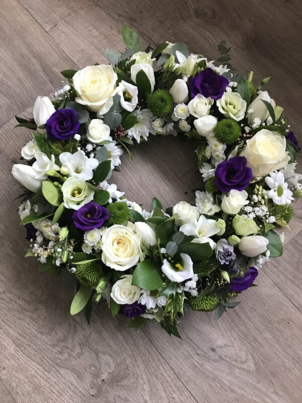 Cream, green and purple wreath - Image 2