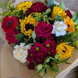 Autumnal colours hand tied bouquet