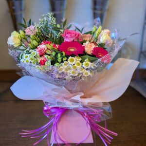 Pink and cream hand tied bouquet