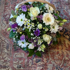 Purple, cream and green basket