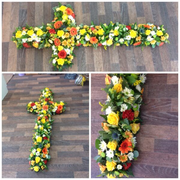 Mixed yellow and orange cross tribute