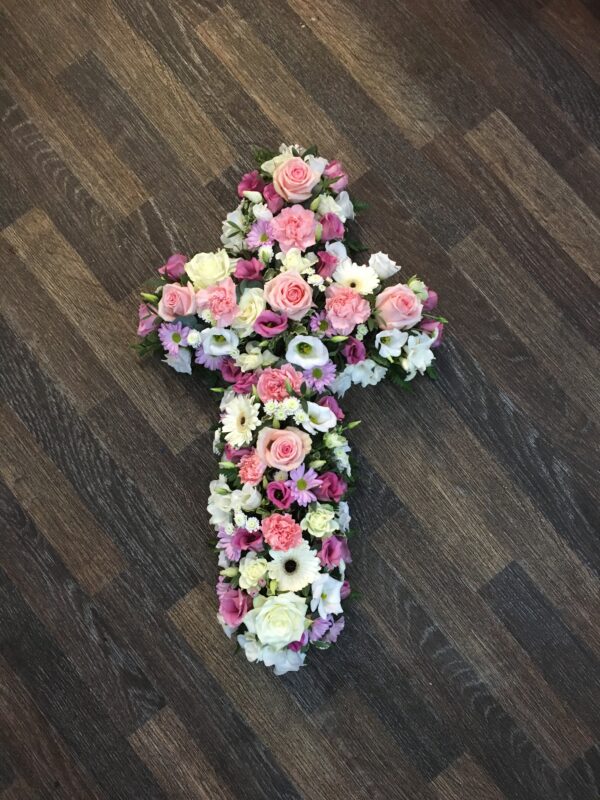 Pink and cream mixed cross tribute