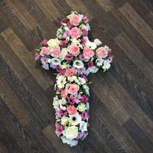 Pink and cream mixed cross tribute